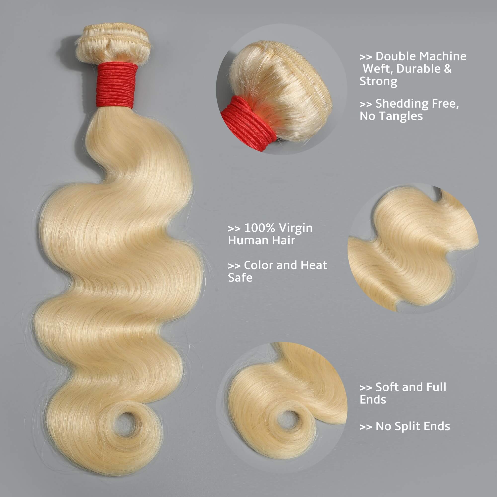 613 blonde body wave human hair bundle 3