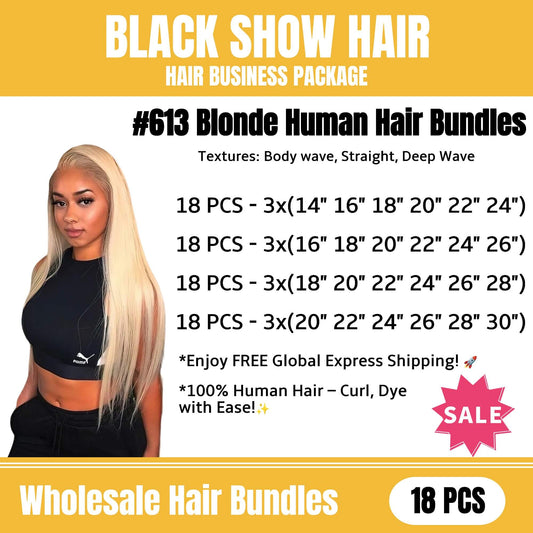 613 blonde hair bundles wholesale package 18 pieces