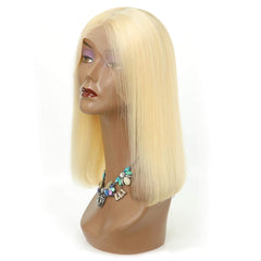 613 blonde straight hair bob wig transparent lace 1