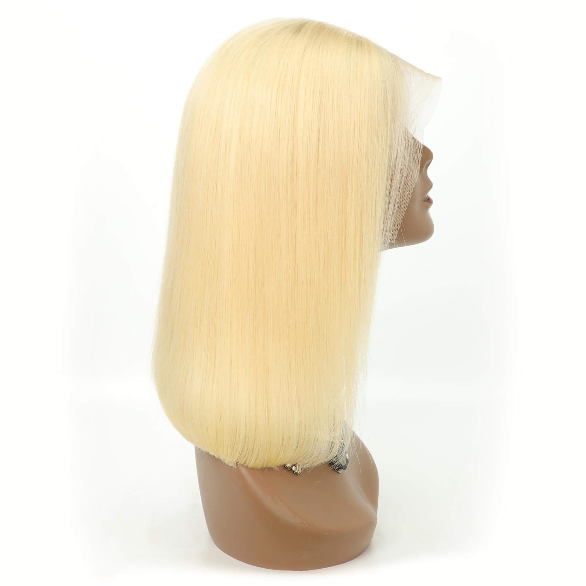 613 blonde straight hair bob wig transparent lace 2