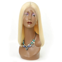 613 blonde straight hair bob wig transparent lace