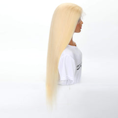 613 blonde straight hair transparent lace frontal wig 1