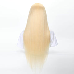 613 blonde straight hair transparent lace frontal wig 2