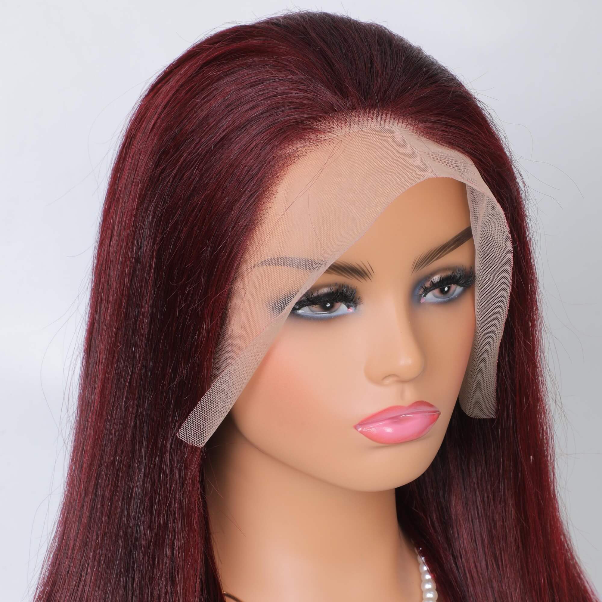 99j straight hair transparent lace frontal wig 4