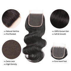 body wave human hair transparent lace closure