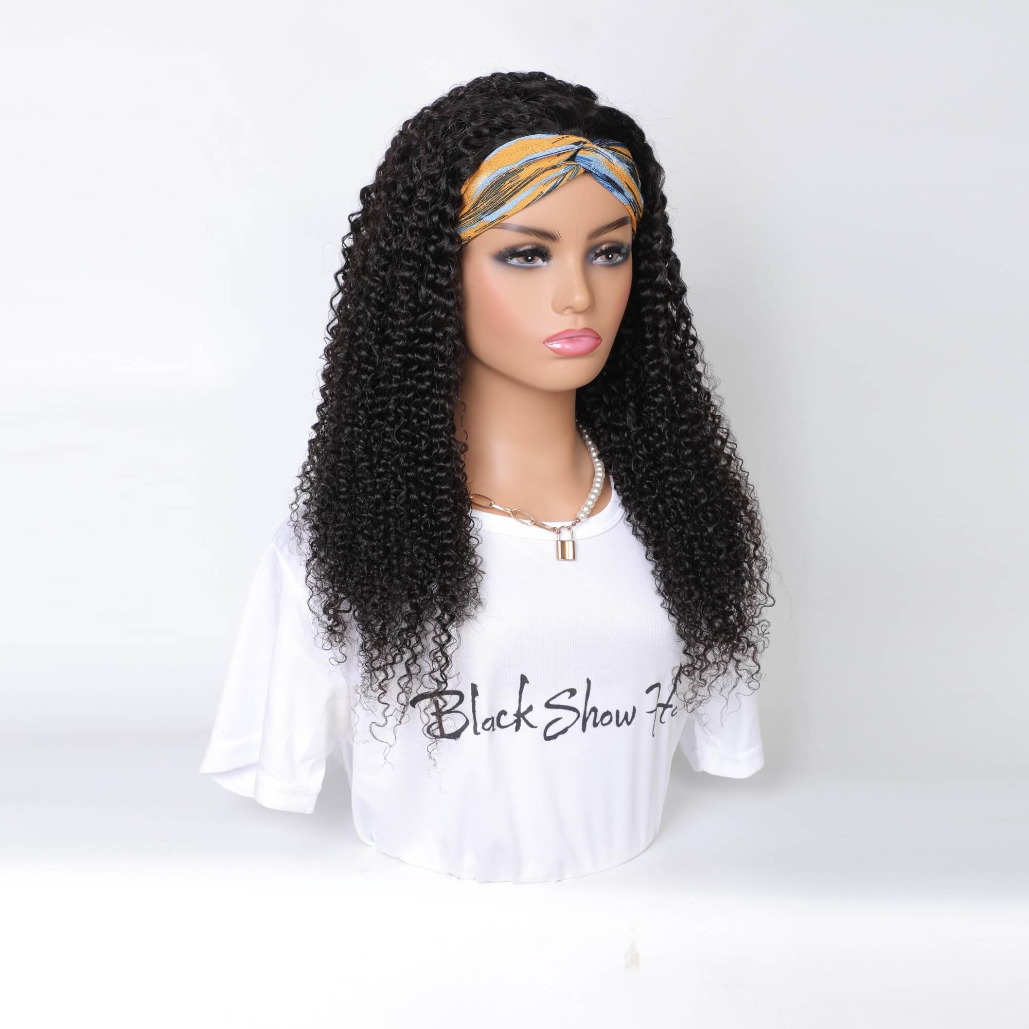 curly human hair headband wig 1