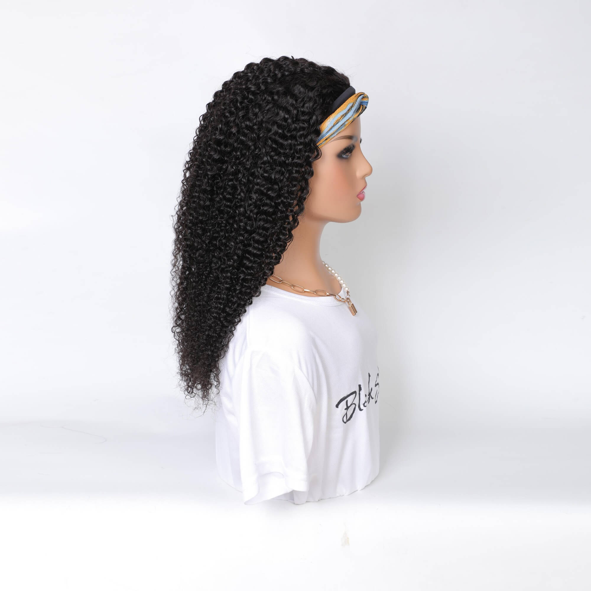 curly human hair headband wig 2