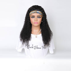 curly human hair headband wig