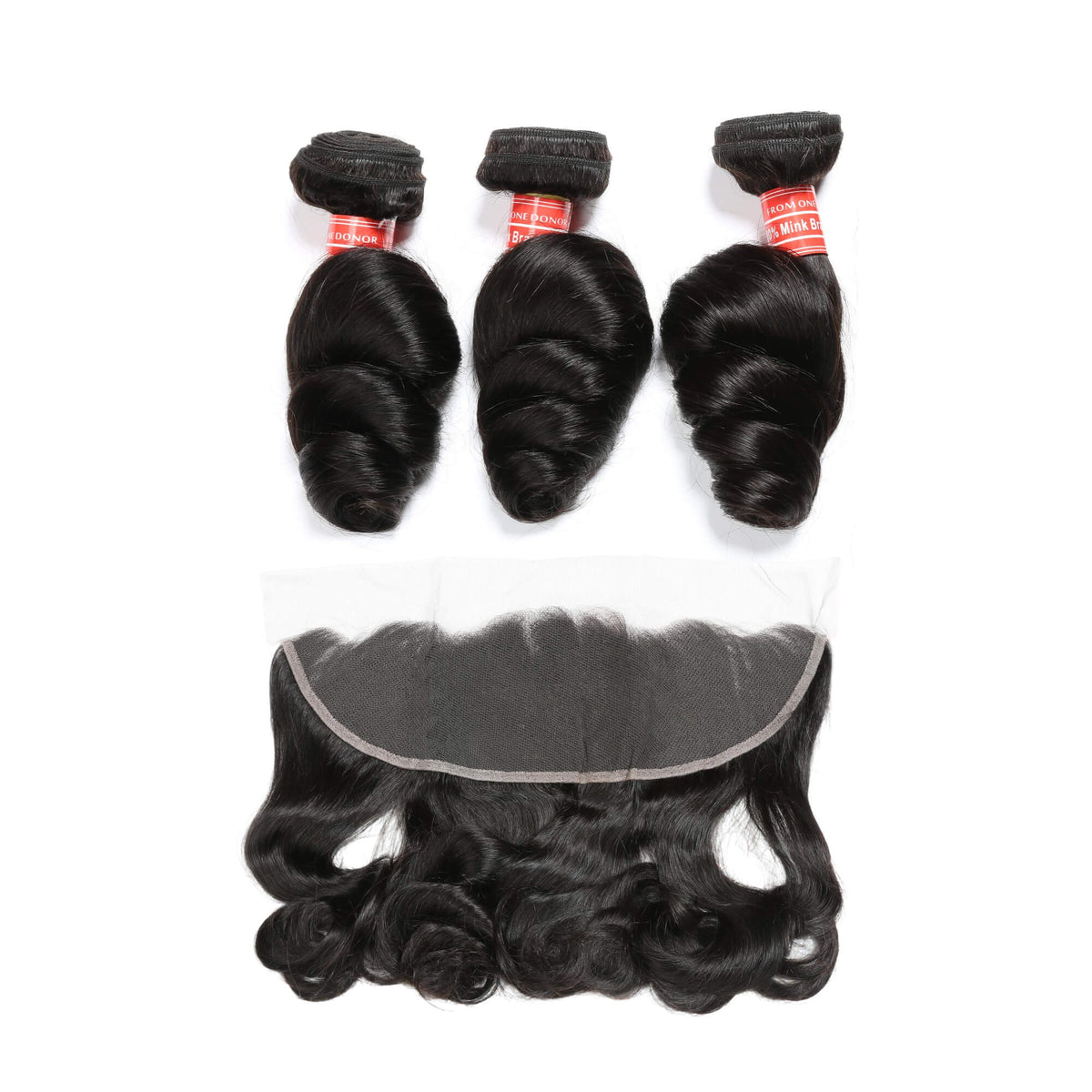 loose wave human hair 3 bundle with frontal