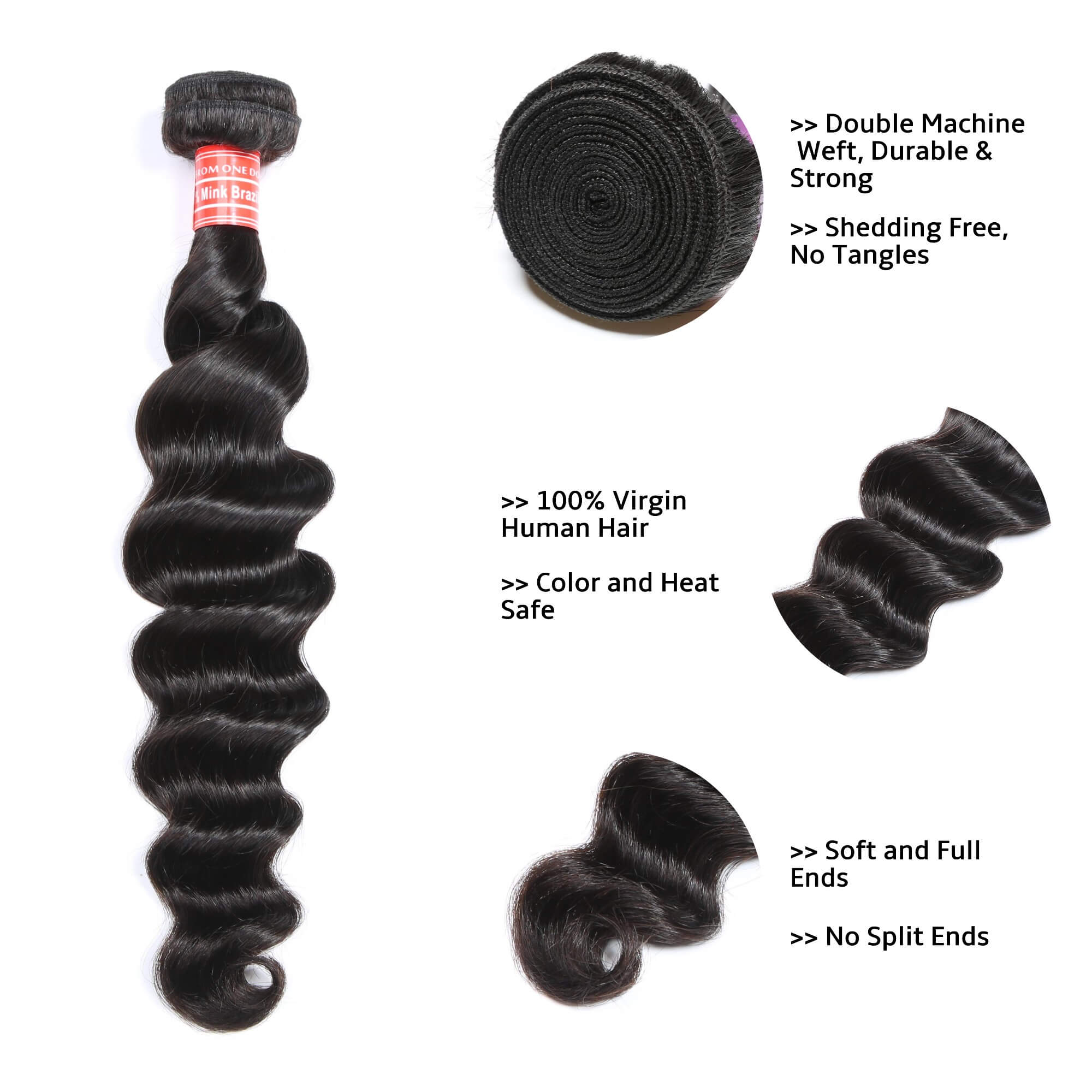 loose deep human hair bundles 1 bundle 4