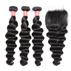 loose deep wave human hair 3 bundle with closure