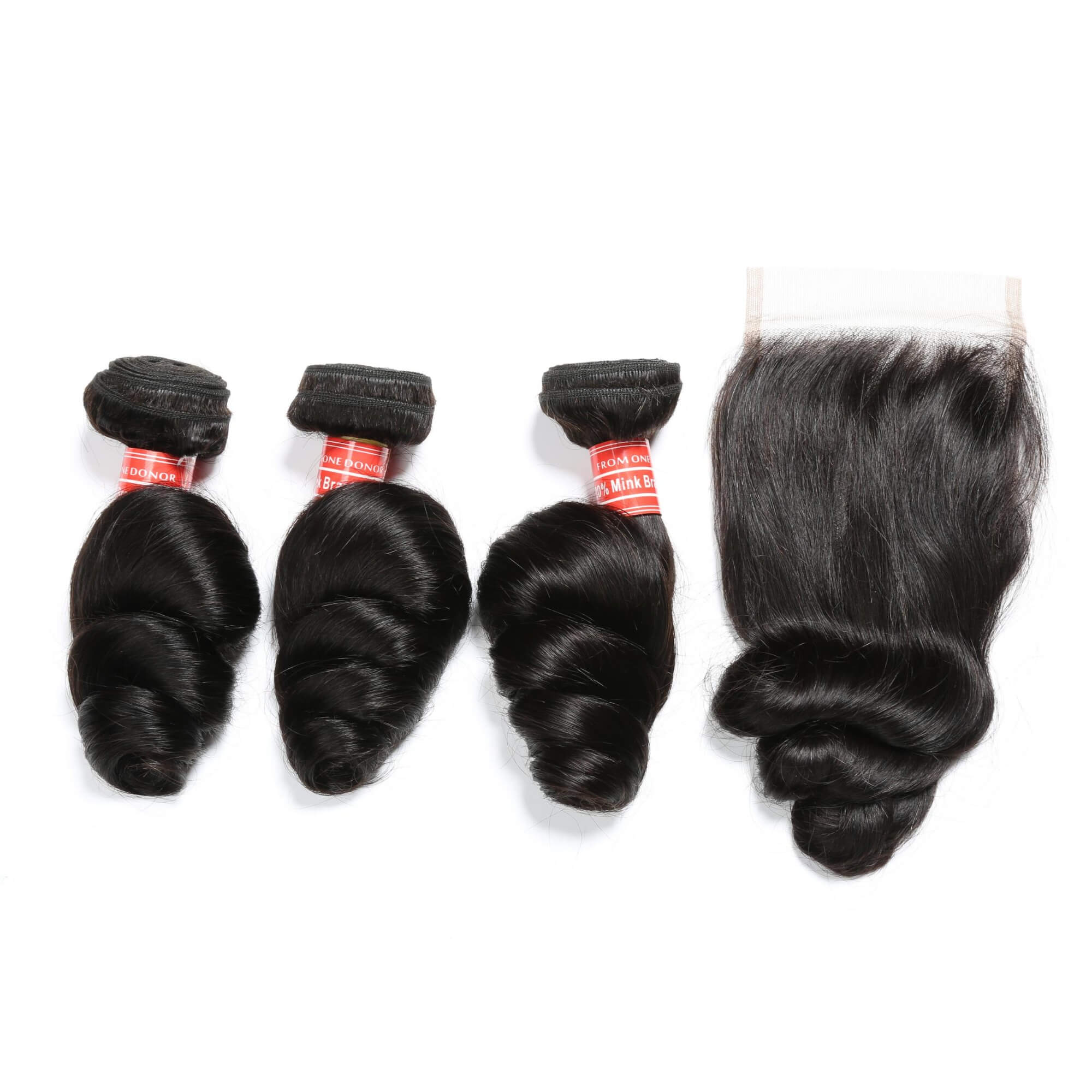 loose wave human hair 3 bundles with closure