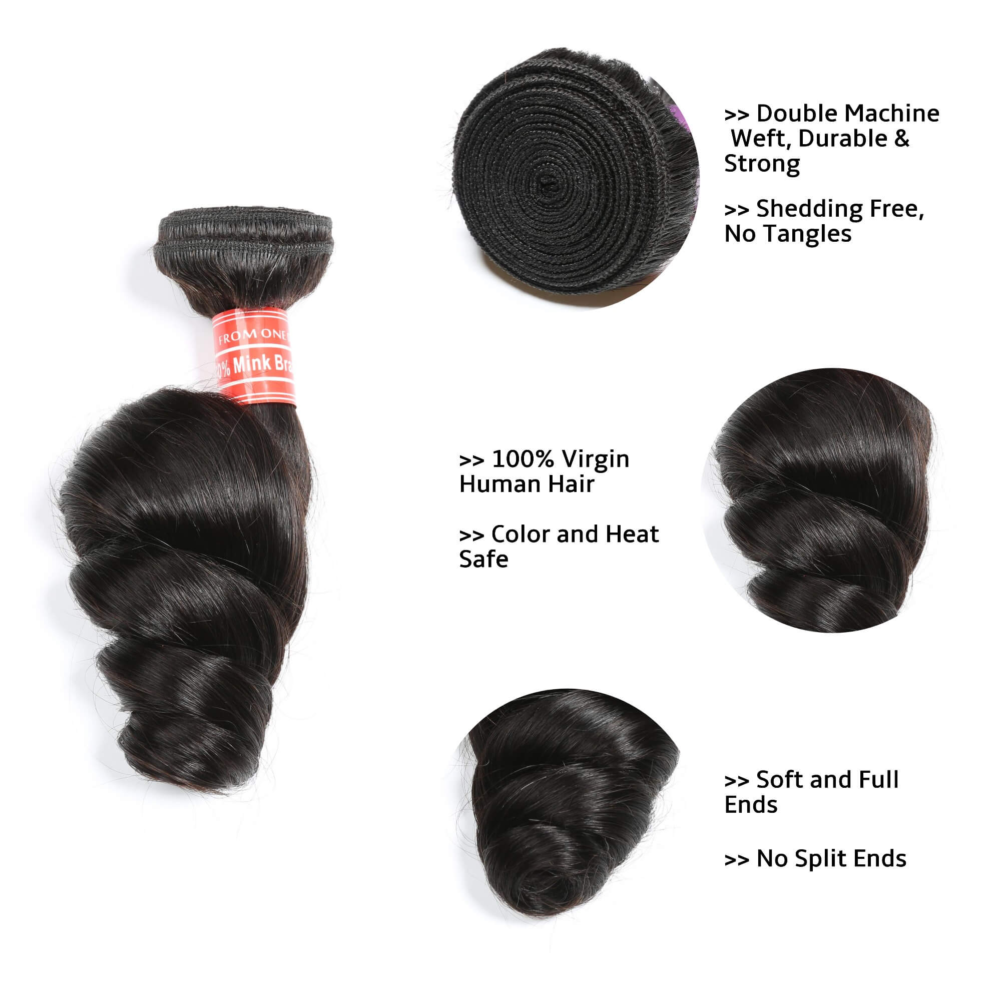 loose wave human hair bundles 1 bundle 3