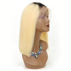 ombre 1b/613 blonde straight hair transparent lace bob wig 1