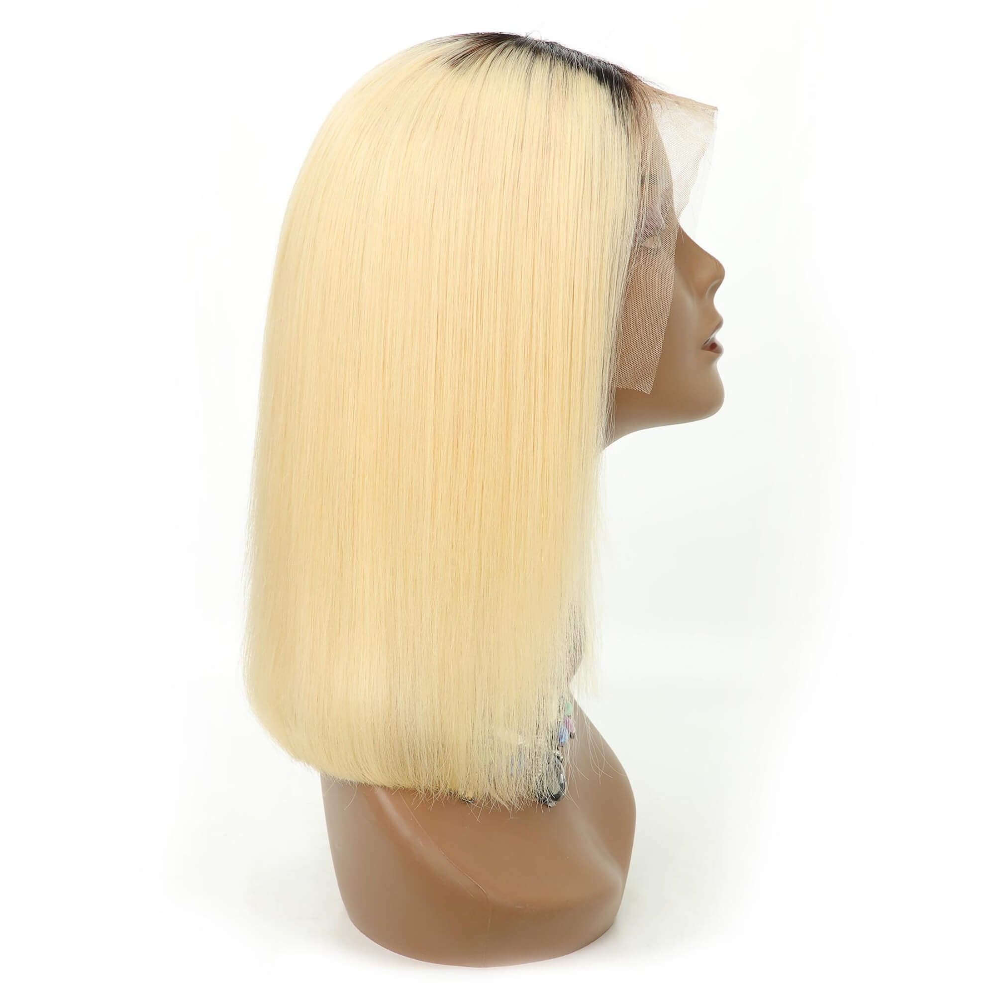 ombre 1b/613 blonde straight hair transparent lace bob wig 2