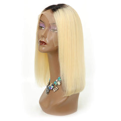 ombre 1b/613 blonde straight hair transparent lace bob wig