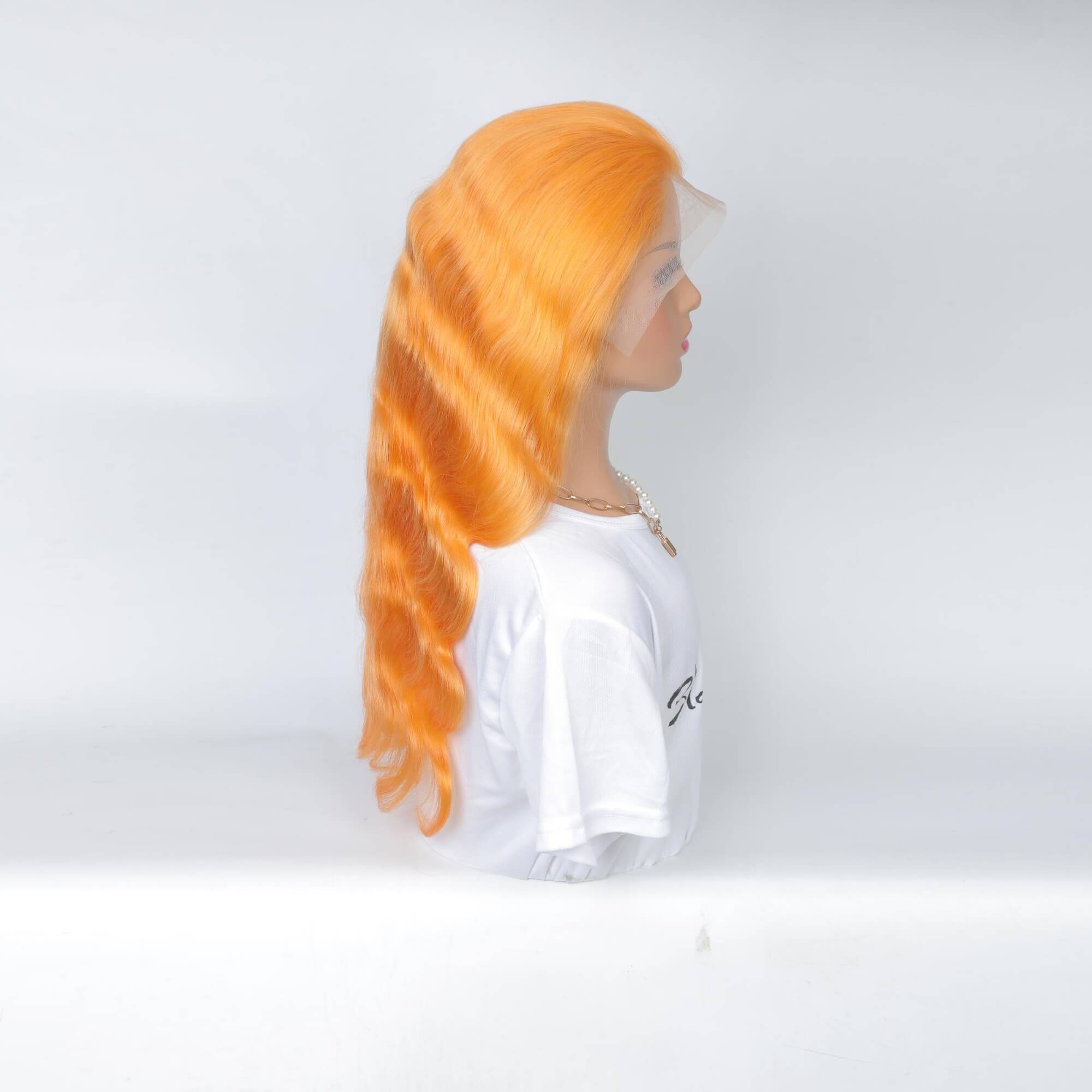 orange body wave transparent lace frontal wig human hair 1