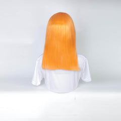 orange straight hair transparent lace frontal bob wig 2