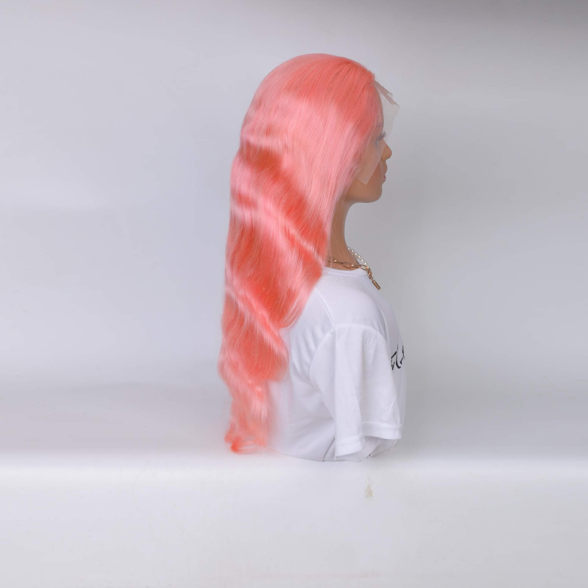 pink body wave transparent lace frontal wig 2