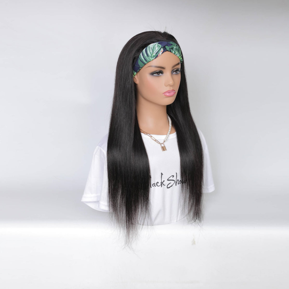 straight human hair headband wig 1