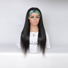 straight human hair headband wig