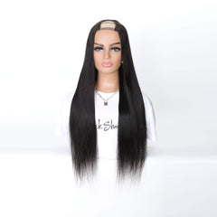 straight human hair u part wig