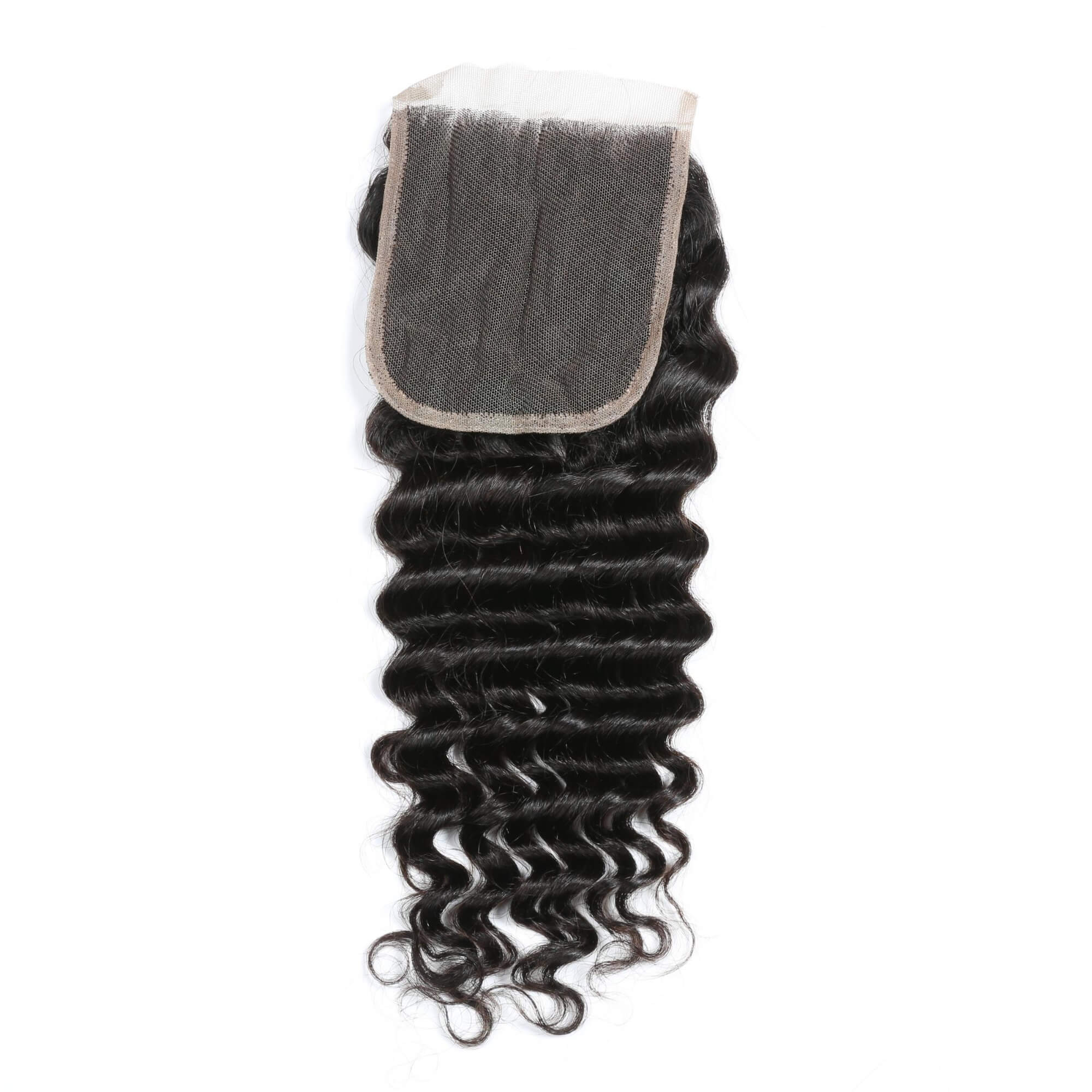 transparent lace closure deep wave hair