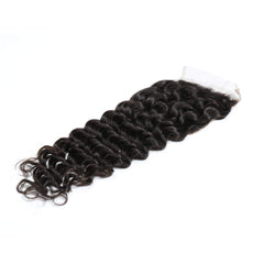 transparent lace closure deep wave human hair 3