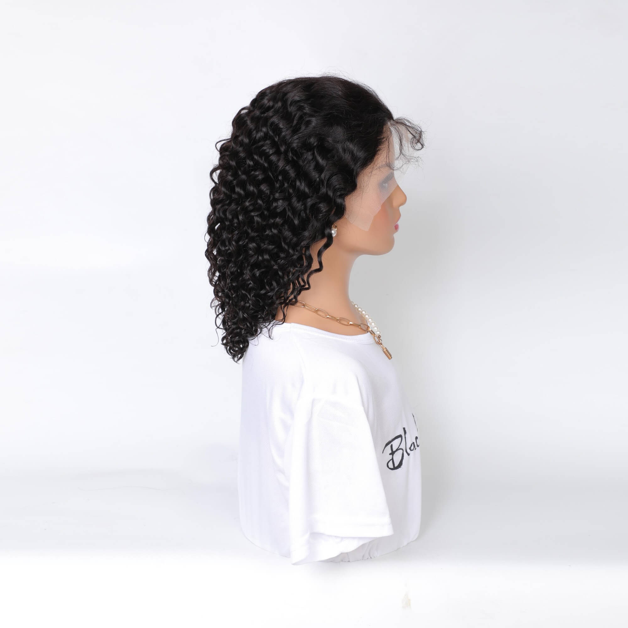 transparent bob lace wig short curly hair 1