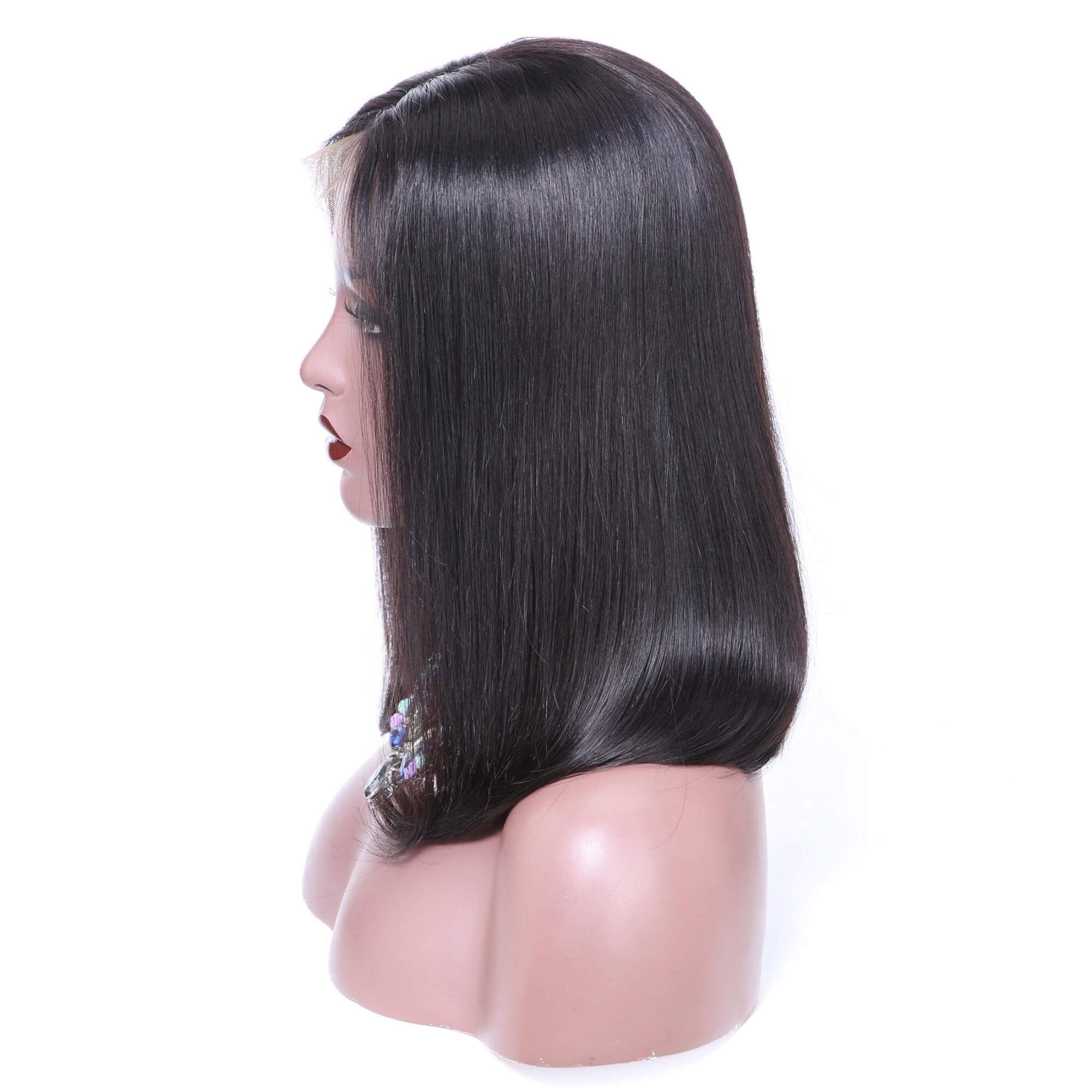 transparent bob lace wig short straight hair 1