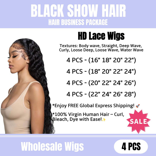 wholesale lace front wigs 4 pieces package