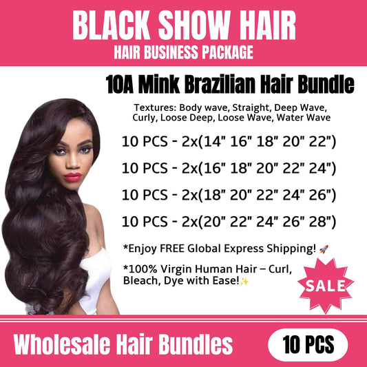 wholesale mink Brazilian hair bundles 10 pieces package