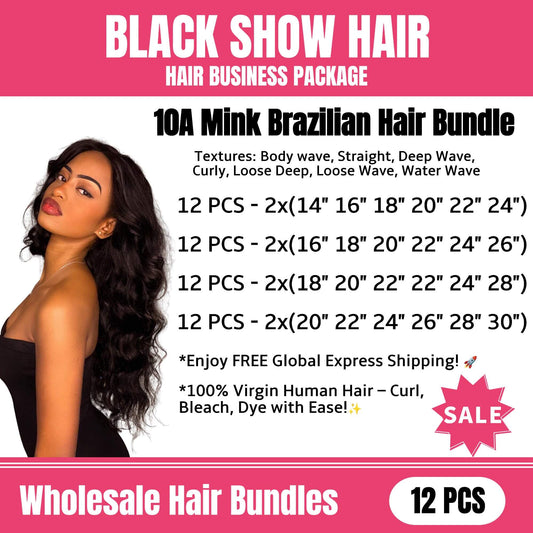 wholesale mink Brazilian hair bundles 12 pieces package