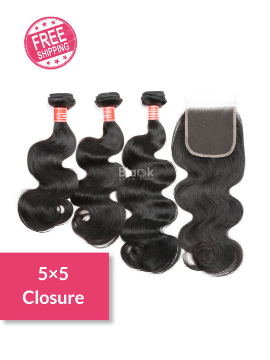 body wave bundles with 5x5 lace closure