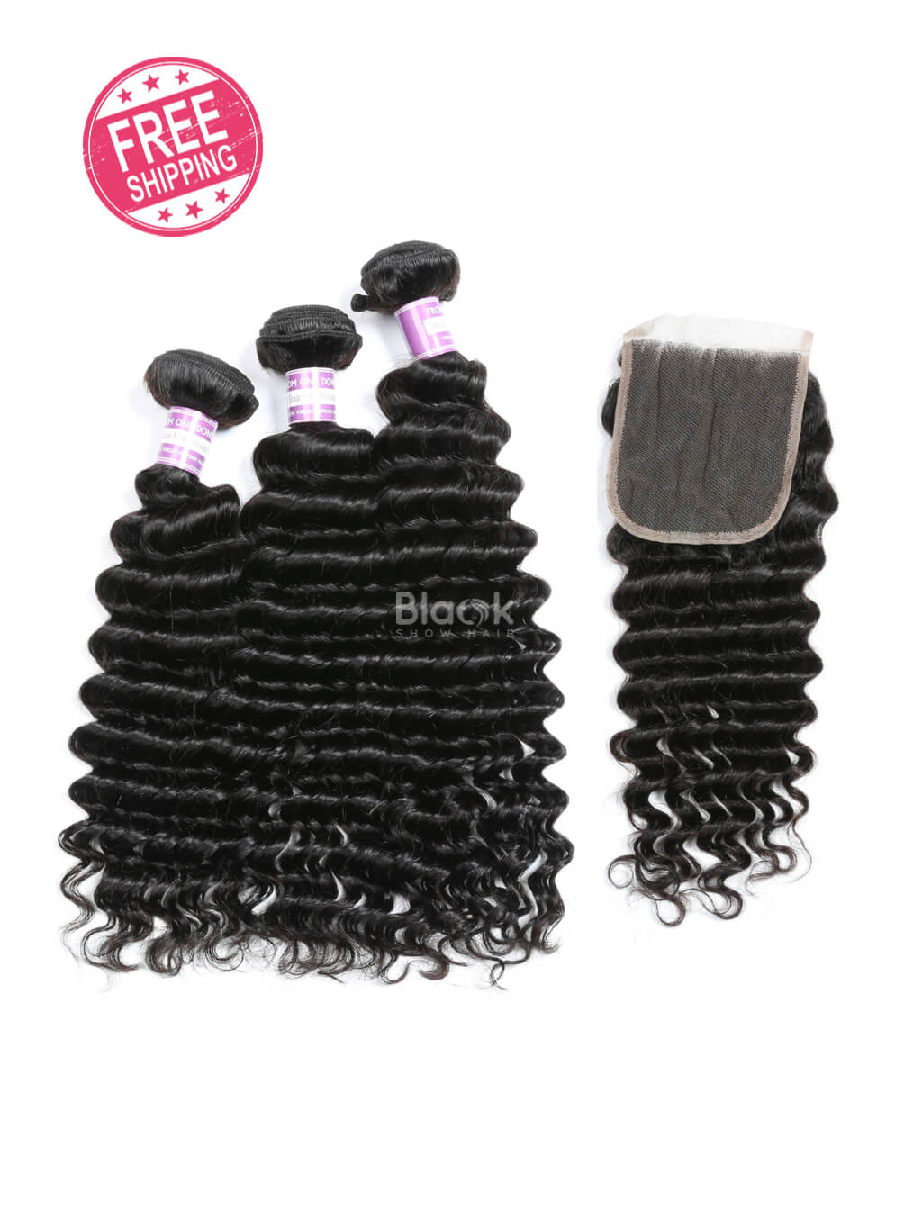 deep wave bundles with closure 4x4 peruvian hair