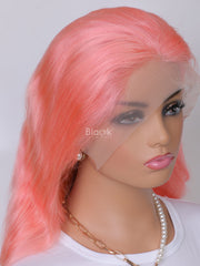 pink human hair 13x4 transparent lace wig body wave 3